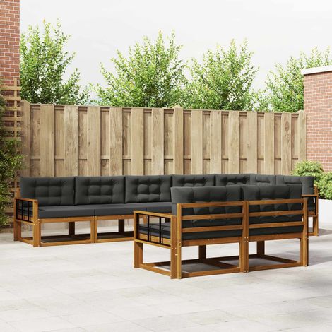 Outdoor-Sofagarnitur mit Kissen 8 pcs Natur und Anthrazit (1/5)