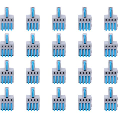 20 Pièces Connecteur Fil 1 en 4 Sortie Type à Pousser Borne de Jonction Électrique (Bleu) (1/5)