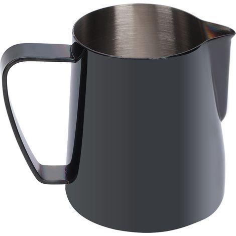 Verse à lait en acier inoxydable 350ml avec revêtement titane, pichet à café pour art latte, noir (1/5)