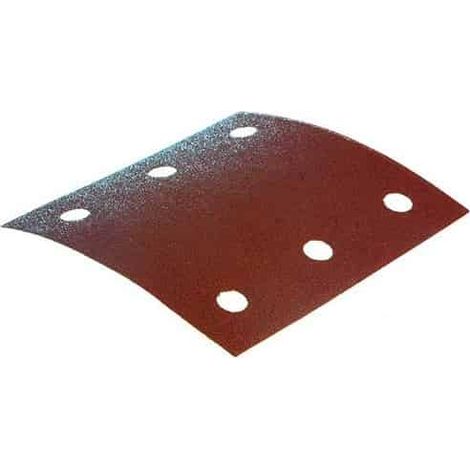 Makita – Lot de 10 feuilles abrasives velcro 114 x 102mm – Grain 80 – 6 trous – Pour ponceuses bois dur et teck