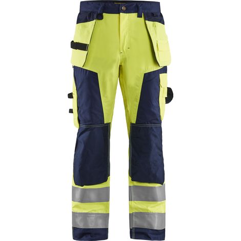 Pantaloni da lavoro alta visibilità artigianale 1568 - Giallo fluorescente/Navy M - FR(42) - SE(C48) - Norme