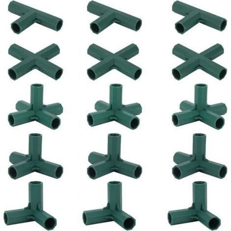 Lot de 15 Connecteurs De Cadre De Serre, Connecteurs d'angle pour Cadre De Jardin Tige d'hélice de 16 mm 5 Types de Support Stable Robuste pour Serre (1/4)