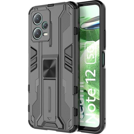 Schutzhülle für Xiaomi Redmi Note 12 5G / Poco X5 5G, mit Ständer und Kameraschutz, schwarz (1/5)