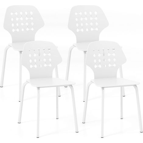 Set di 4 sedie da pranzo 44 x 53 x 86 cm comfort migliorato design moderno metallo bianco 200012587