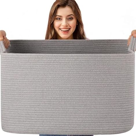 Esteopt Panier de rangement pliable extra large 65L avec poignées - Boîte de rangement en tissu résistant pour jouets, couvertures, vêtements saisonniers - Design pliable gain de place (55x38x30cm) (G