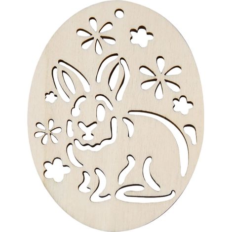 Ornement En Bois À Peindre - Découpe Non Finition Pour Décoration De Pâques - Œuf Et Lapin En Bois Naturel - Lot De 11 À 20 Pièces (1/5)