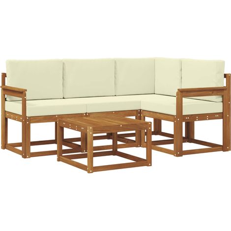 vidaXL  Outdoor Sofa Set  with Cushion 5 pcs Natural and Cream
