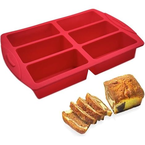 HOXILEELEOMoule mini cake en silicone - DOK - 6 cavités - 10x5x4 cm - Rectangulaire - Individuel - Profond (1/4)