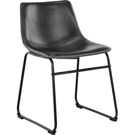 Oregon chaise de salle à manger Simili cuir PU noir. (1/5)