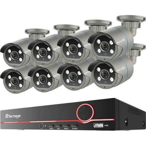 Système de caméra de sécurité, résolution 4MP, détection de visage par IA, NVR 8CH et 8 caméras, 3T(), 8CH NVR et 8 caméras, 3T(sports en plein air) (1/2)