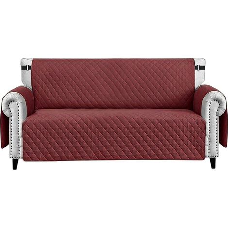 Housse de Canapé Fauteuil Imperméable Poches latérales Antitache Antidérapant Bordeaux - 2 places (1/5)