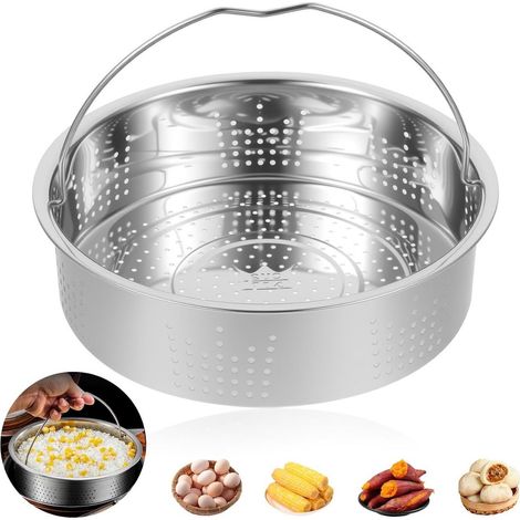 TuseRxln Paniers Vapeur - Cuiseur Vapeur à Légumes - Acier Inoxydable 304 avec Trous Vapeur et Poignée Ergonomique - 1 Pièce - Pour Cuiseurs Vapeur et Autocuiseurs Argent (1/5)