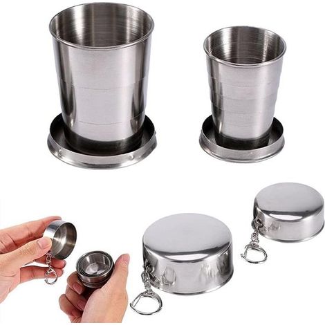 Vaso plegable de acero inoxidable - compacto y ligero - 2 unidades (1/5)