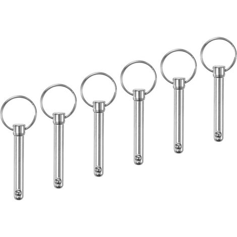 6pcs Goupilles à Dégagement Rapide Goupille de Verrouillage 8mm Avec Extrémité à Boule à Ressort Accessoires de Verrouillage, Matériel Marin, Diamètre 8 Mm, Longueur Totale 70 mm (1/4)