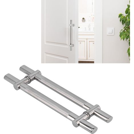 Manilla de puerta con función de empuje y tracción, acero inoxidable 304 – Manilla ajustable para puertas de cristal (10–15 mm) – Para vestíbulos de hotel – Doble uso – Individual o en pareja – 1050 g (1/5)