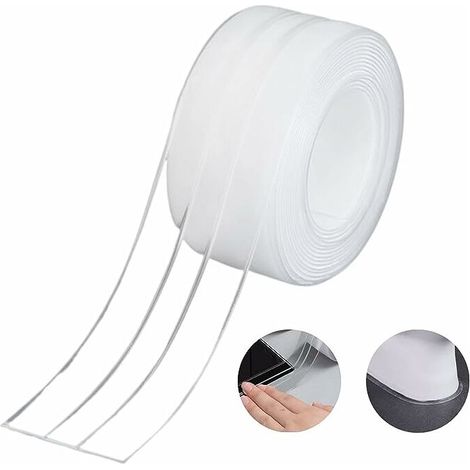 Bande d'Étanchéité,Salle de Bain Joint Double Pli Silicone Blan Ruban Baignoire Auto-Adhésif/Imperméable Mildiou Prévention Cafard pour Cuisine Évier, (1/5)