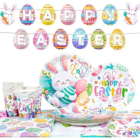 Bandiere decorative di Pasqua, set di stoviglie per feste di Pasqua per 20 persone