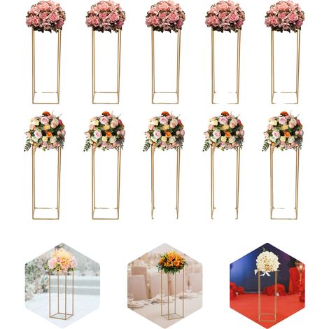 Support de Fleurs, 10 Pièces, Fini Doré, 80 cm de Hauteur, Charge Maximale 10kg, Style Moderne (1/5)
