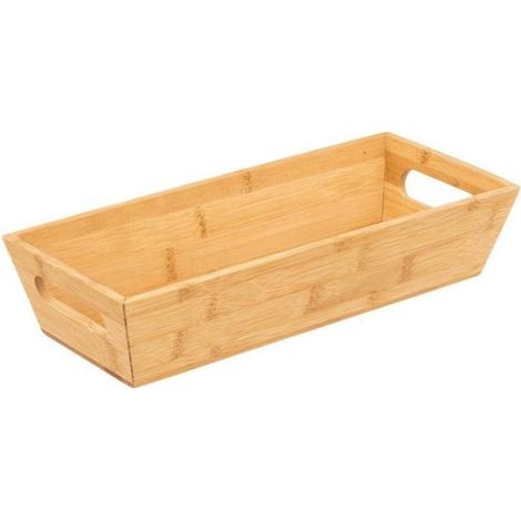 Corbeille Rectangulaire Bambou - 33 x 14 x 7 cm - Avec Poignées - 1 Pièce (1/2)