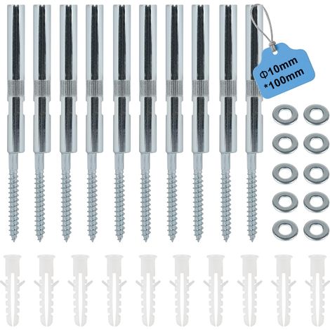 EXLECO 10 Pcs Support Etagere Invisible Ø10x100mm, Étagère Murale Fixation Invisible avec Rondelles et Chevilles, Supports D'Étagère Flottants Invisibles, Fixation Etagere Invisible Robuste en Métal (1/4)