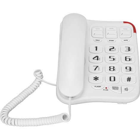 Téléphone fixe filaire à grosses touches, 3 touches image, son amplifié, idéal pour les seniors à domicile ou au bureau.