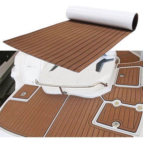 Teck Bateau Revêtement de Sol pour Bateau Mousse EVA, Antidérapant, Imperméable, Résistant aux Hautes Températures Marine Tapis de Sol Couvert pour Yacht, Marron (1/5)