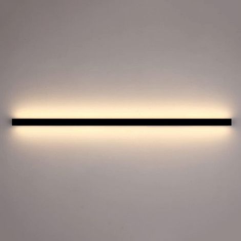 Applique murale/lampe de chevet minimaliste, longue, moderne, simple, linéaire, sans fil, rechargeable, lumière LED pour le mur de fond de la chambre principale,30 cm Sable Noir Neutre Brillant (1/5)