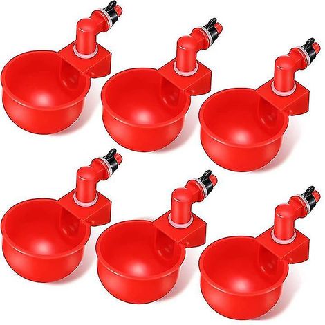 Lot de 12 abreuvoirs automatiques pour volailles (poulets et canards), distributeurs d'eau en plastique rouge (1/4)