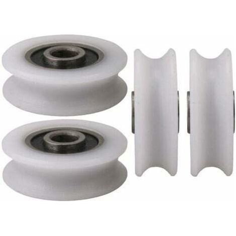 4pcs 4x20x6.5x7.4mm Blanc Intérieur Dia 4MM U-Groove Nylon Poulie Roue pour Porte Coulissante (1/5)