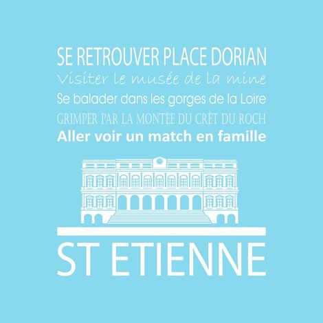 Tableau sur toile Saint-Étienne bleu clair 30x30 cm - Impression sur Toile Murale Décorative - Image imprimée en HD sur Toile - Toile sur Châssis en Bois FSC - Fabriqué en France (1/4)