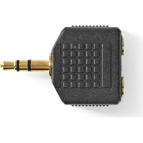Adaptador de audio estéreo Macho de 3,5 mm 2x 3,5 mm, hembra Chapado en oro Recto ABS Negro 10 uds. Bolsa de plastico (1/5)