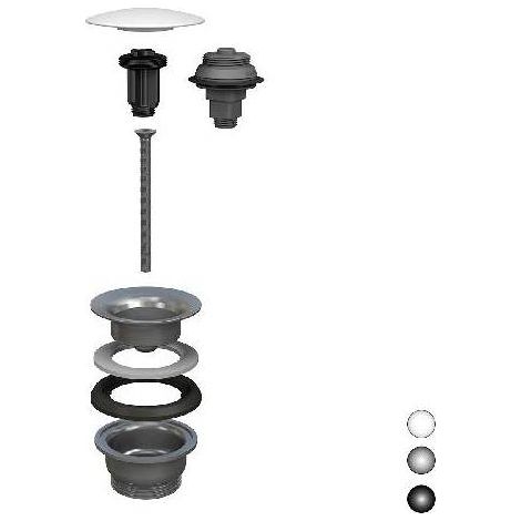 BOUCHON À CLIQUET POUR LAVABO ET BIDET MANITAPI Dimensions : Bouchon en acier inoxydable chromé