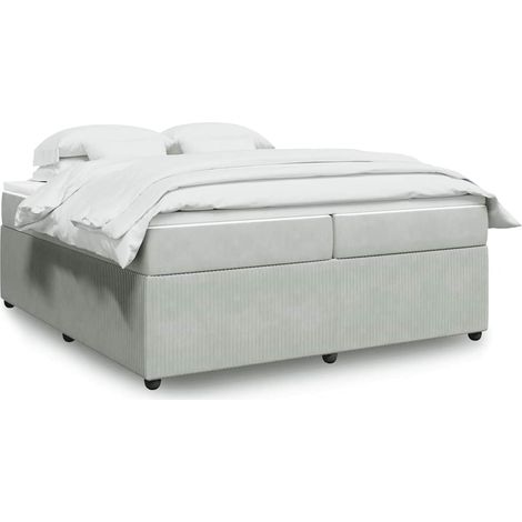 Boxspringbett mit Matratze Hellgrau 200x200 cm Samt (1/5)