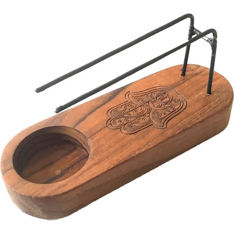 Calentador Palo Santo PequeÃ±o - Madera de Teca - DiseÃ±o Hamsa
