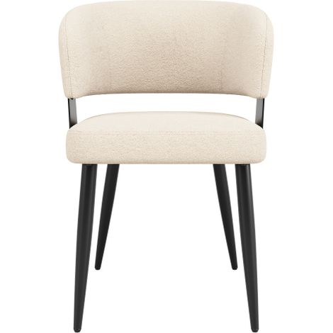 Chaises de salle à manger ou de coiffeuse haut de gamme en flanelle (lot de 2) – Design ergonomique avec dossier incurvé (Beige/Gris) (1/5)