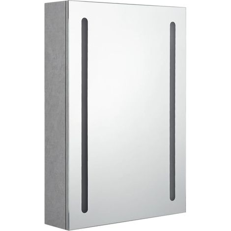 Mobiletto da bagno con specchio LED 50 x 13 x 70 cm grigio 020006604