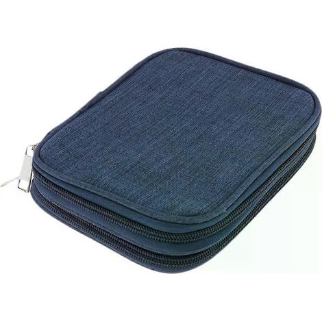 Étui à crochets, sac de rangement portable Oxford pour tricot avec fermeture éclair, organisateur double couche pour outils de crochet, 17 x 13,5 cm (1/4)