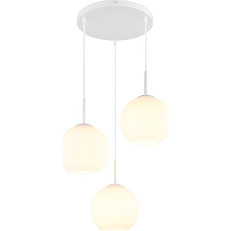 Hängeleuchte Pendelleuchte Wohnzimmerlampe 3-flammig Weiß Metall H 120 cm