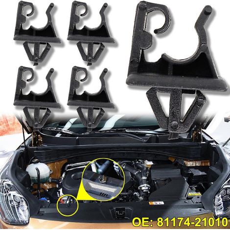 Lot de 5 supports de béquille de capot avec clip de fixation (référence 8117421010) pour KIA Sportage Cerato LD Sedona YP Ceed JD CD Carens RS (1/5)