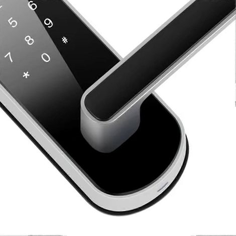 Serrure de porte intelligente à empreinte digitale, commande à distance via application, serrure numérique sans clé WiFi à écran tactile, NFC, étanche 67, noir. (1/5)