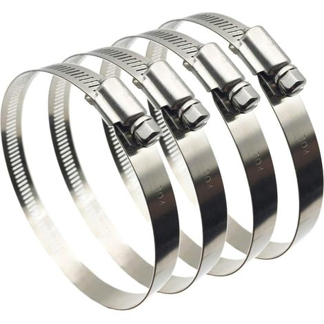 4 colliers de serrage pour tuyaux, diamètre ajustable 91 à 114 mm, acier inoxydable 304, fixation robuste pour canalisations industrielles et automobiles (1/5)