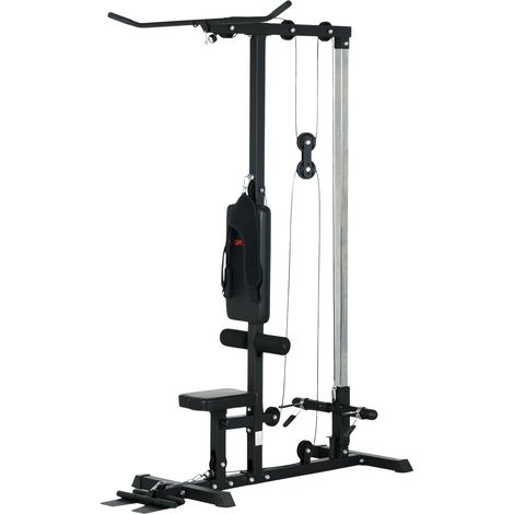 Kraftstation für Zuhause, Ruderzüge, ohne Gewichte, Fitnessgerät für Zuhause, Stahl, Kunstleder, Schwarz