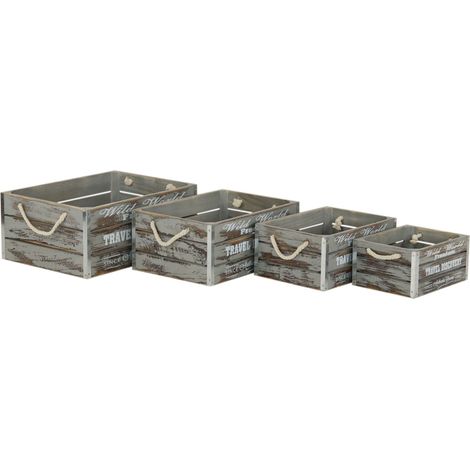 GREYSON - set di 4 cassette in legno