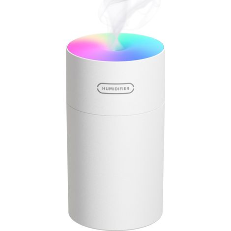 Petit humidificateur à nano-brume pour chambre, 270 ml, portable, avec veilleuse LED, silencieux et alimenté par USB, blanc. (1/5)