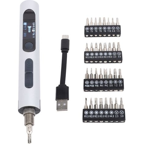 Mini tournevis électrique de haute précision à torsion, outil de réparation pour téléphones, argent (1/5)