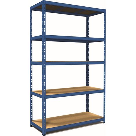 Scaffale ad Incastro in Metallo con 5 Ripiani 200 cm Scaffalatura Blu (1/2)