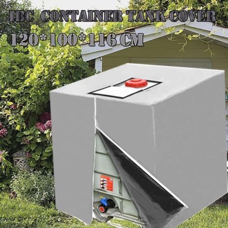 Bâche de réservoir d'eau, Bâche Couverture Réservoir IBC pour Cuve 1000L, 420D Réservoir d'eau Couvercle, Capôt de Protection Container Citerne Eau, Anti-poussière Anti-UV Anti-Pluie, 116 x 100 x 120 (1/5)
