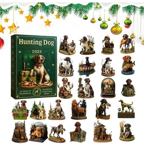 Calendrier de l'Avent 2025 - Figurines 2D en acrylique 2025 - Motif chien - Pour fête de Noël - Pour adultes - Bureau - Salon - Chambre à coucher - Cuisine - Fenêtre de voiture (1/5)