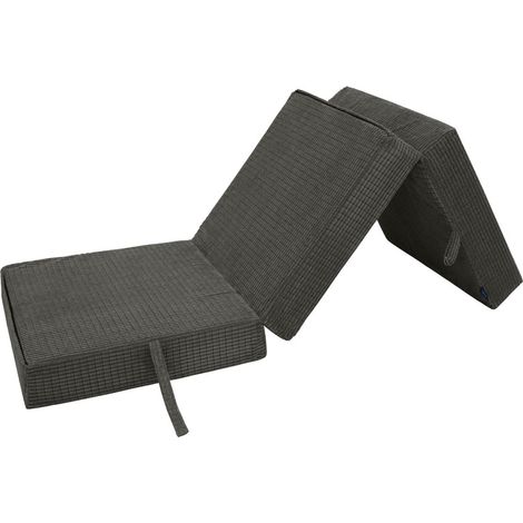 Loft 25 - Gästematratze für Wohnzimmer, Cord-Einzelklappbett Z, faltbare Würfelmatratze für den Innenbereich, Übernachtungsmöglichkeit für Schlafzimmer, faltbare Z-Bettmatratze - Holzkohle (1/5)