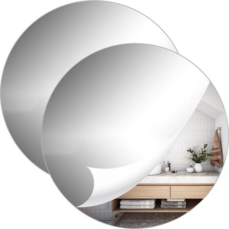 Lntyq runde Acrylspiegel, 20 cm Durchmesser, selbstklebende runde Spiegel, selbstklebende Wandspiegel, runde Spiegelaufkleber für die Dekoration von Wohnzimmer und Schlafzimmer (1/5)